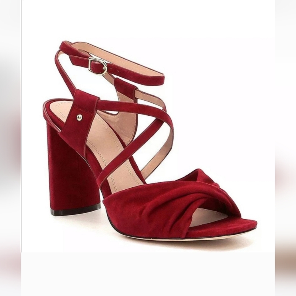 AD Daughters Darraven Suede Ankle Strap Block Heel‎ Dress Sandals Fushia